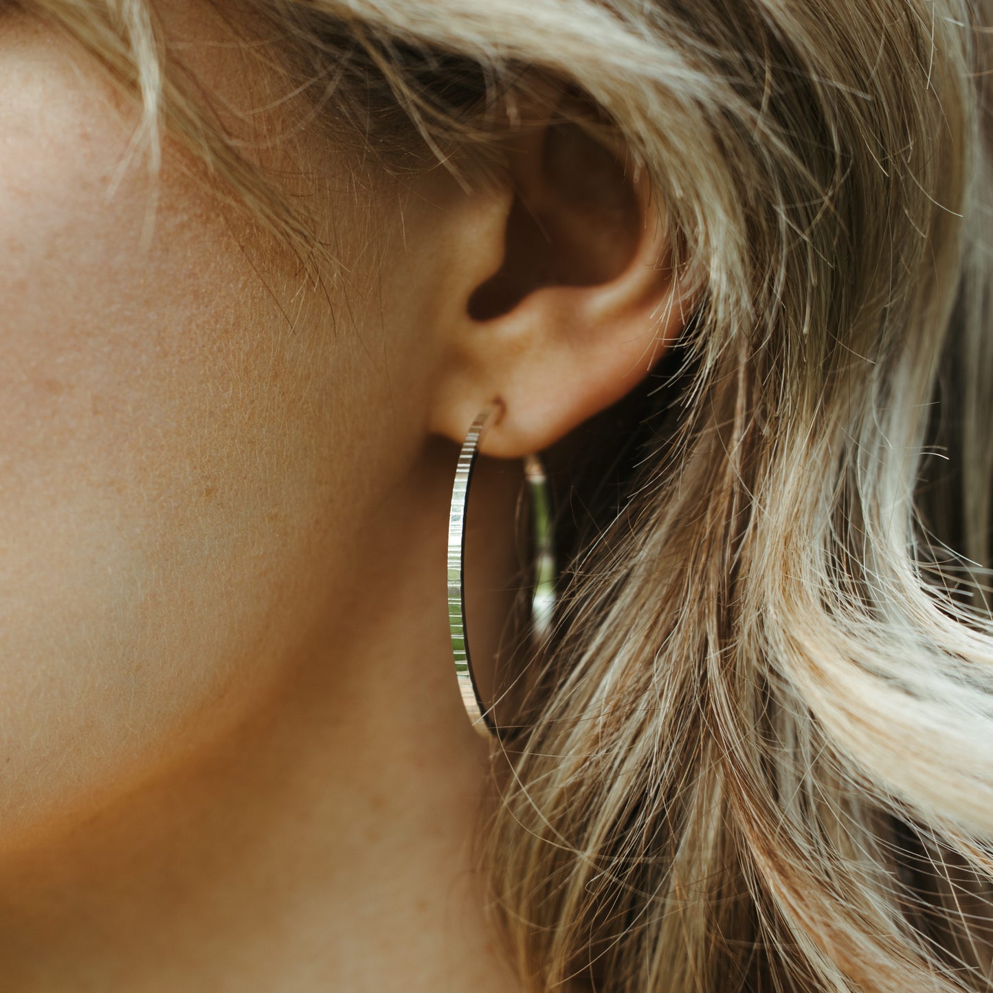 Dash Hoops in Sterling Silver or 14k Gold Fill, Every Day Hoop Earrings Hammered Hoops