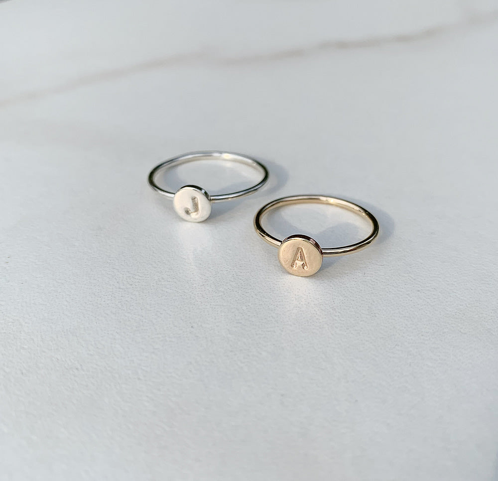 Initial Ring in Sterling Silver or 14k Gold Fill